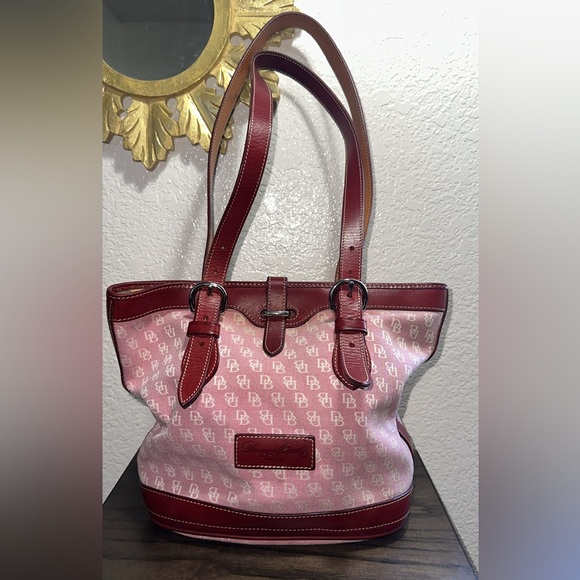 Dooney & Bourke Handbags - Dooney & Bourke RARE Vintage Y2K Pink DB Monogram Buckle Tote